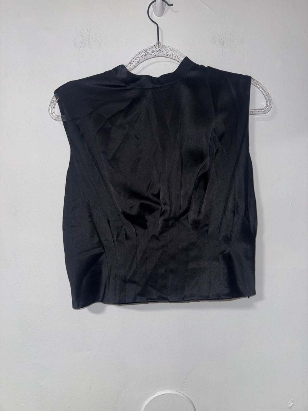 Banana Republic Black Satin Pleated Sleeveless Top